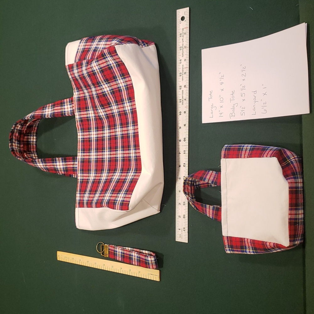 Ralph Lauren Red and White Plaid Tote Set - Picture 10 of 10